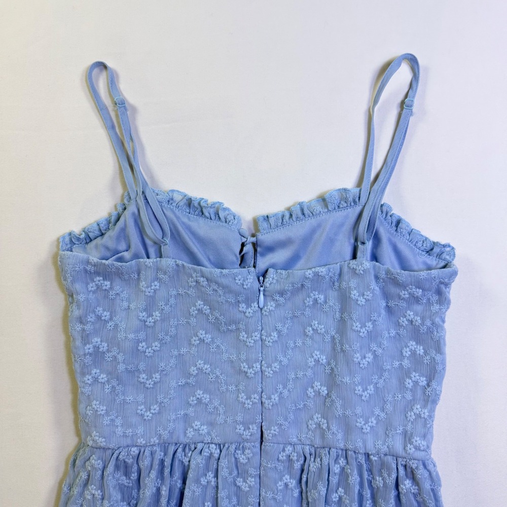 Altar'd State Demi-AS Light Blue Floral Embroidered‎ Tiered Midi Dress Womens XS - Picture 6 of 11